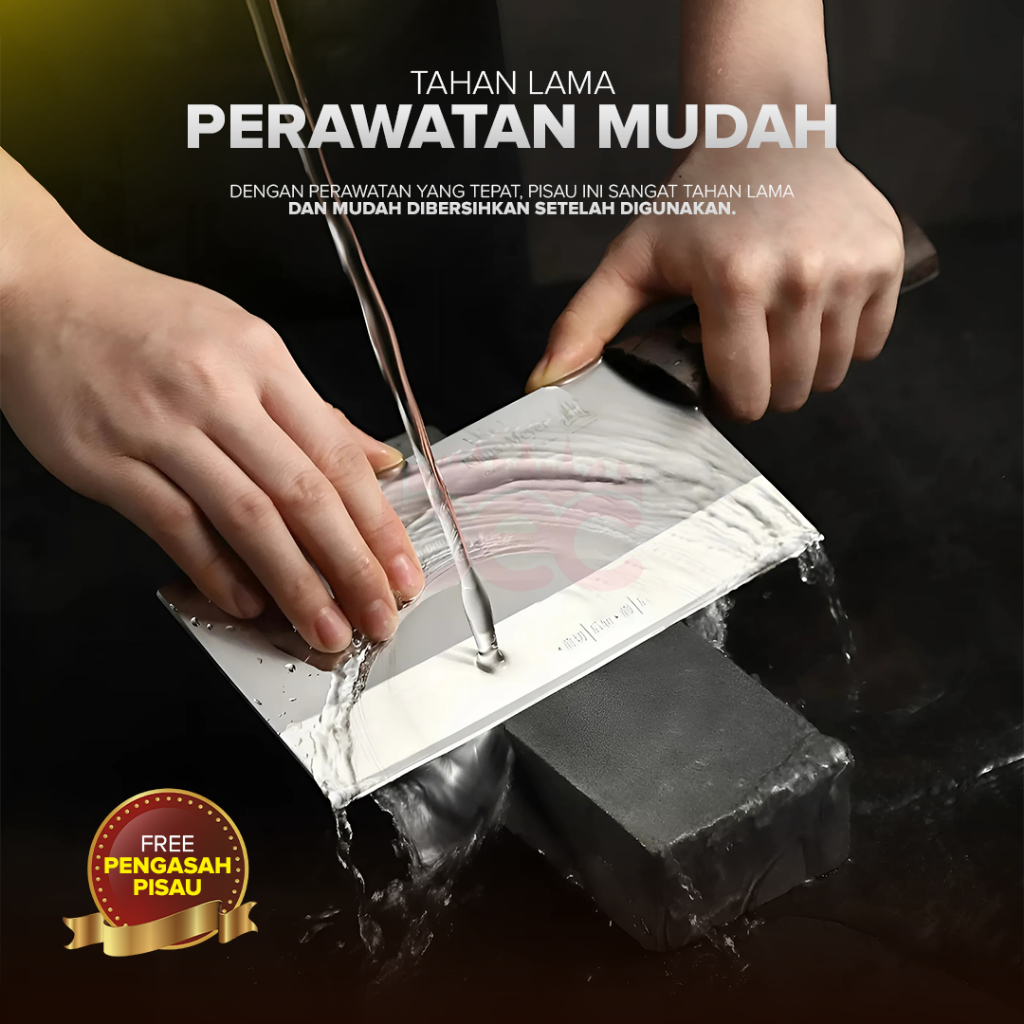 Klaus-MeyerPisau Dapur Jerman Stainless Steel Multifungsi Gagang Kayu Super Tajam Chef Knife