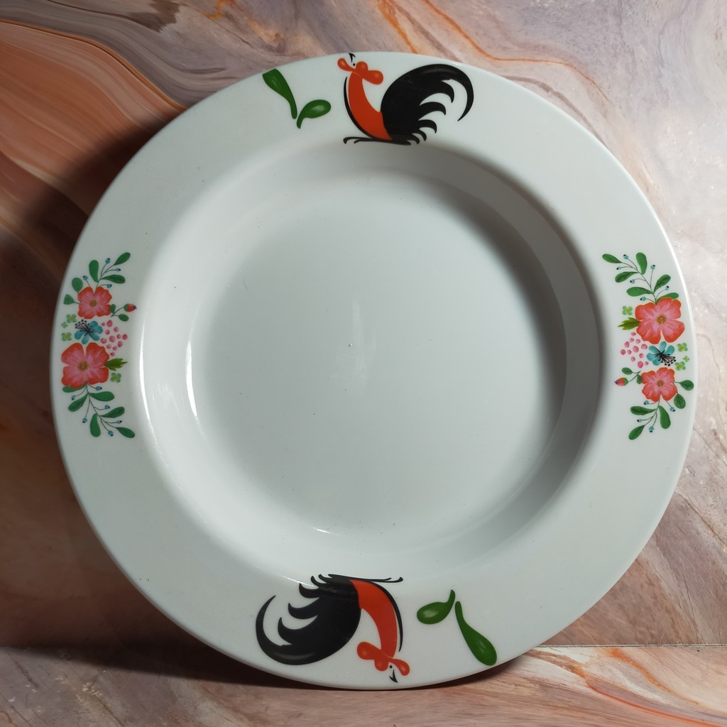 Piring Makan-Piring Cekung Motif Ayam Melamin 10 inch Singa Singi