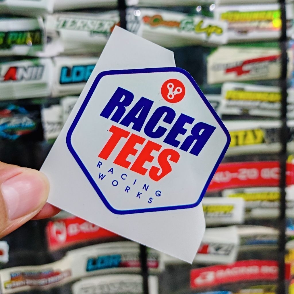 stiker motor RACERTEES PUTIH GLOSSY