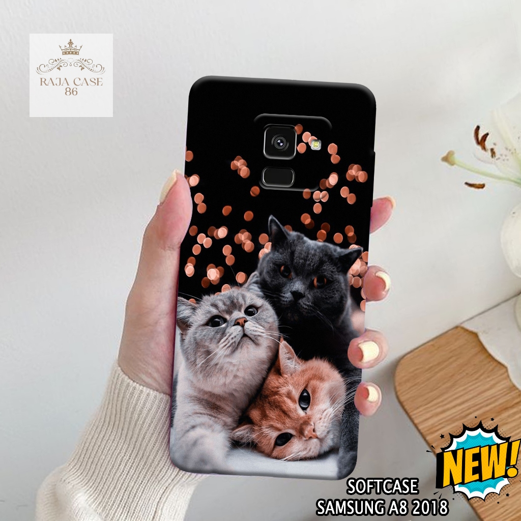 Case Samsung A8 2018 - Rajacase - casing Samsung A8 2018 - Motif case Cats - Pelindung handphone - S