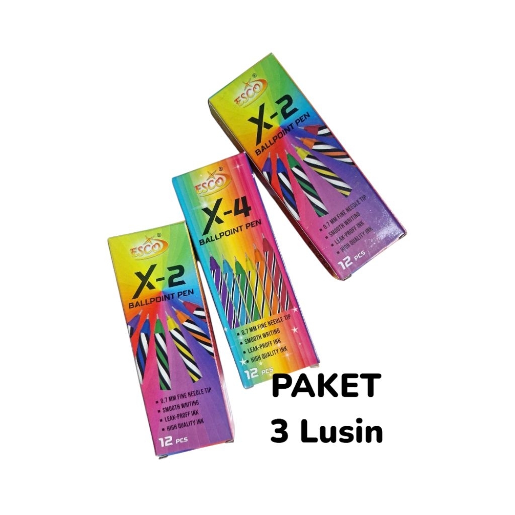 

PAKET MURAH 3 Lusin Ballpoint PenX-4/Pulpen Esco Ulir/Pena Bolpoin/Pen Murah/Pulpen 0.7mm