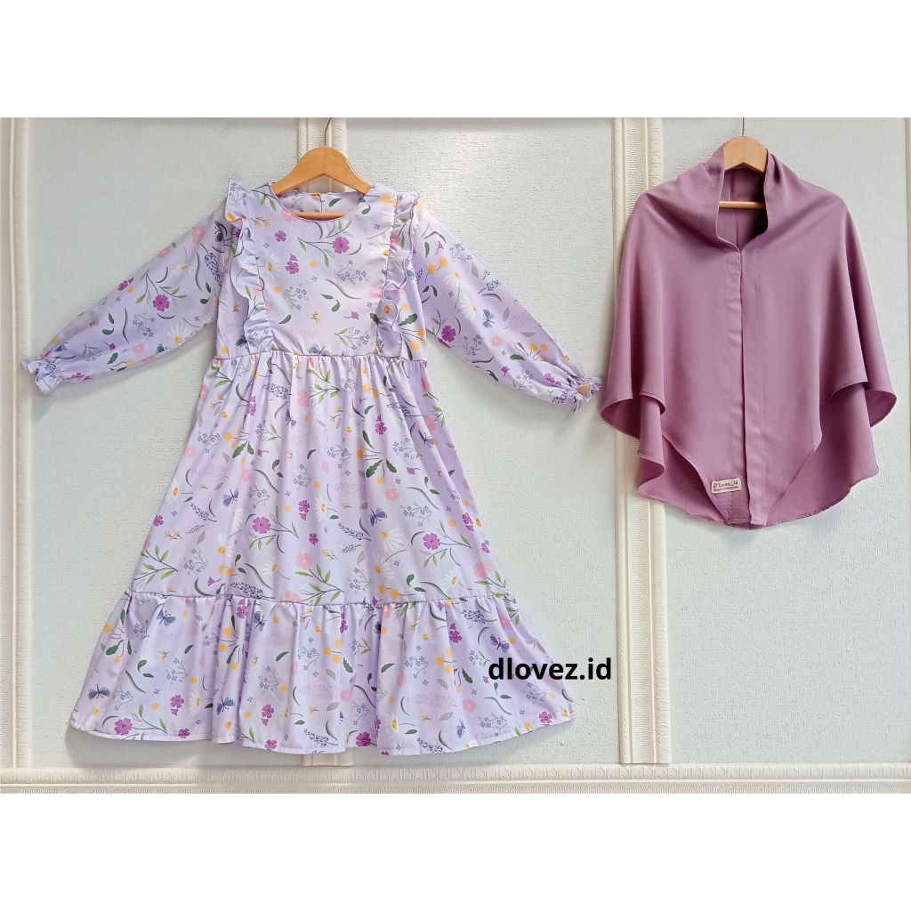 FREE ONGKIR SET GAMIS ANAK FREE HIJAB INSTAN (1 - 10 TAHUN) KAIRA SET GAMIS DRESS