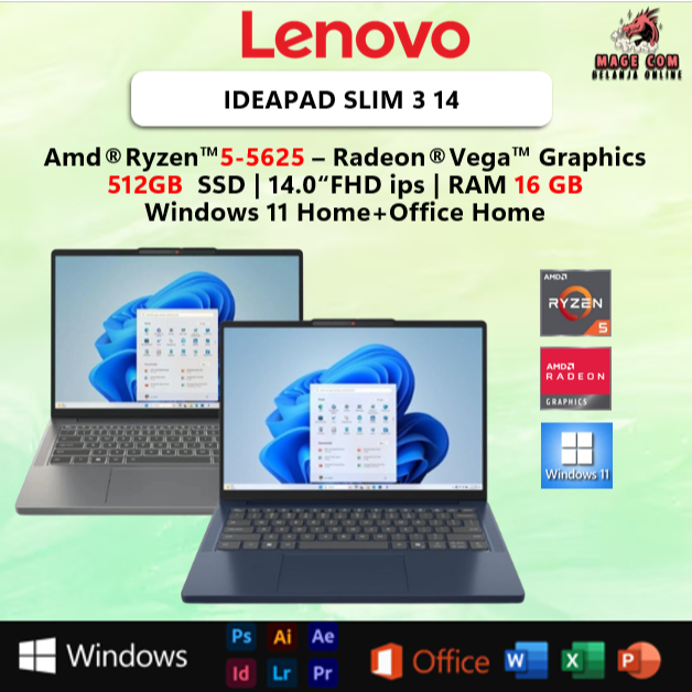 LAPTOP LENOVO IDEAPAD SLIM 3 14 RYZEN 5 5625U 16GB 512GB SSD OHS 14FHD GREY-1SID
