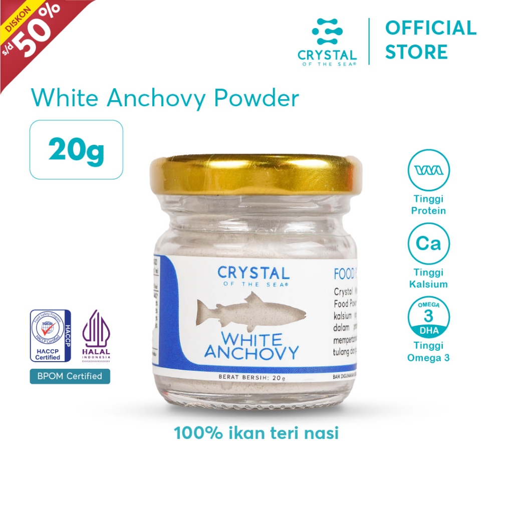 

CRYSTAL OF THE SEA White Anchovy Bubuk Ikan Teri Nasi Halal BPOM 20GR Serbuk Tabur Food Powder Whitebait 003