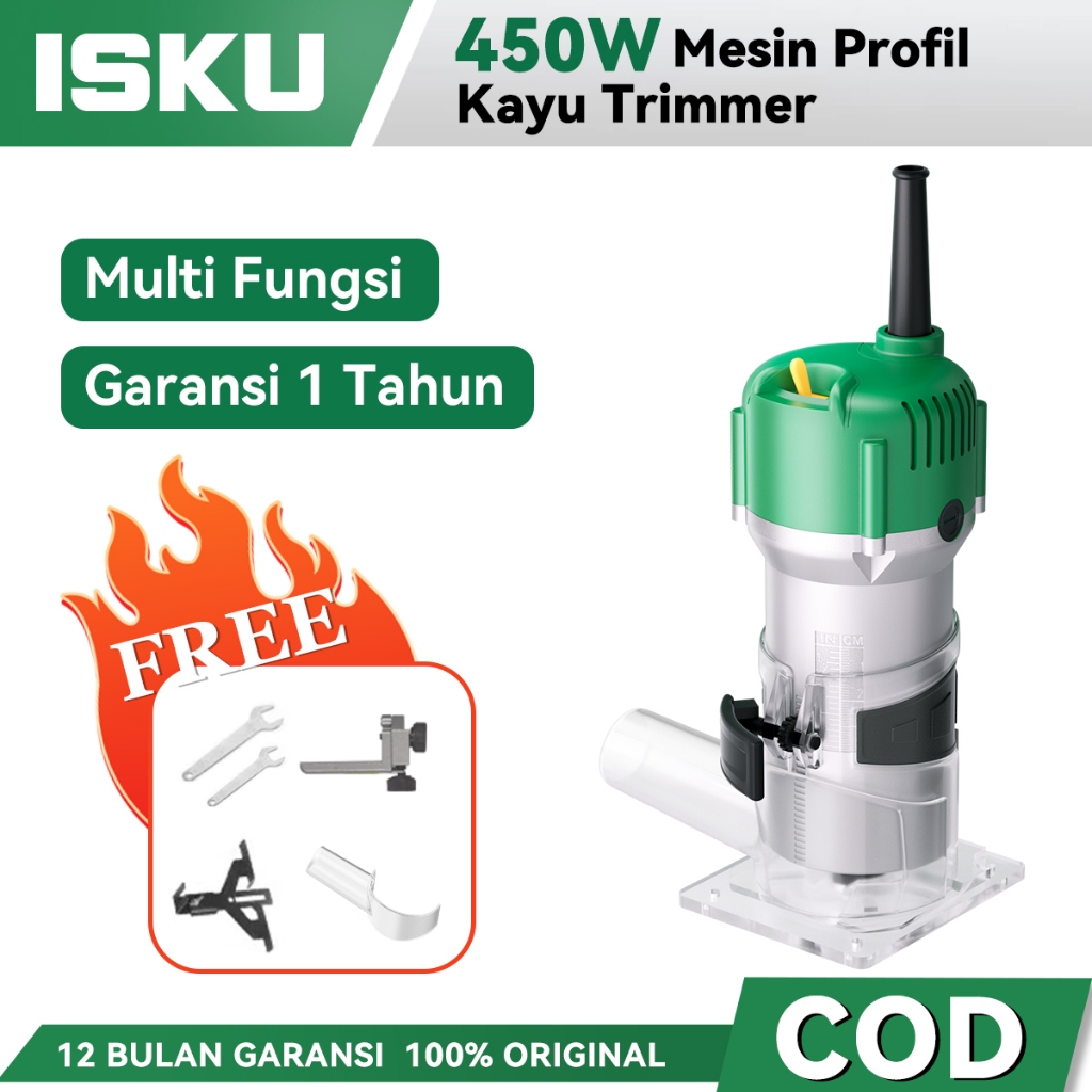 Isku 400W dan 450W Router Kayu Mesin Profil Router Mesin Profil Kayu 6.35MM Mesin Router Trimmer Kay