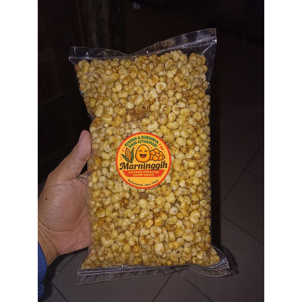 

Marning Makassar Super Renyah, Rasa Gurih Bawang dan Pedas (500gram), Termurah Terenak