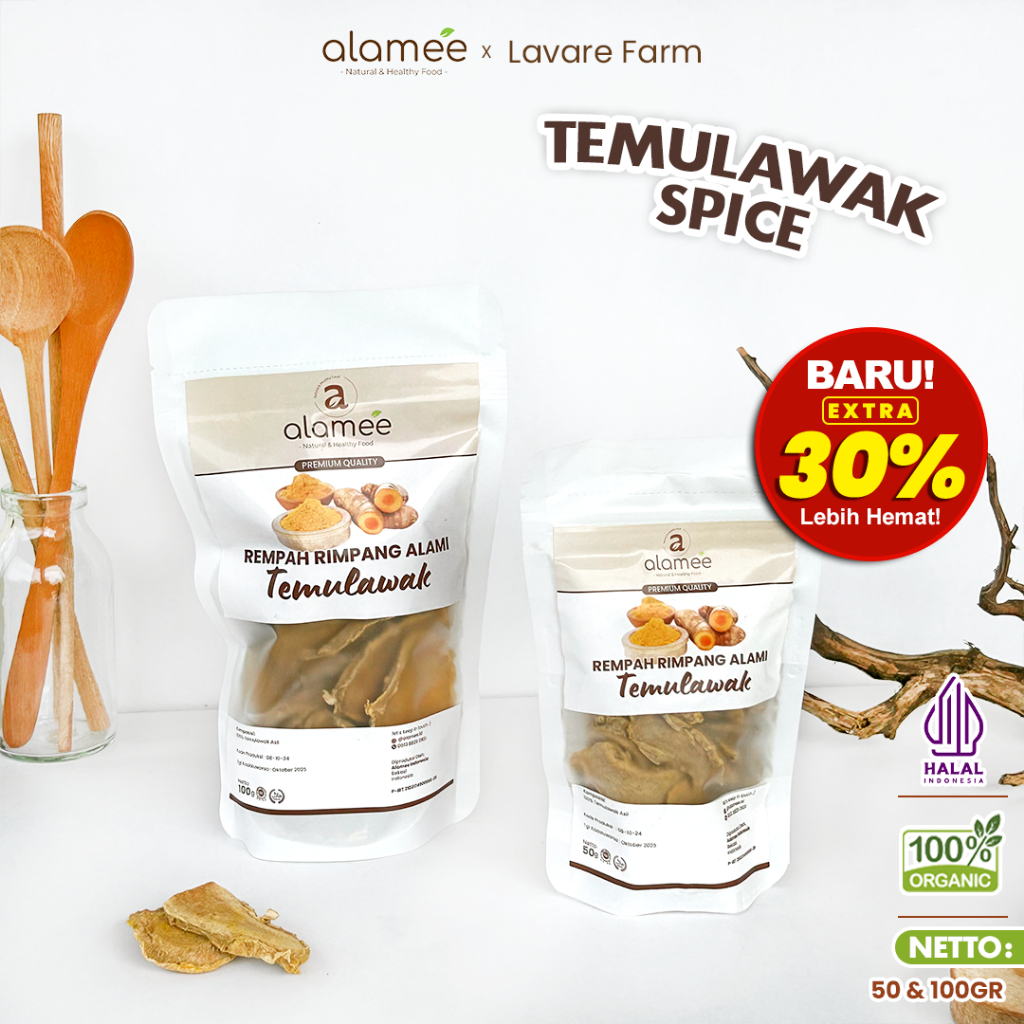 

ALAMEE Temulawak Kering Dried Curcuma Iris Rempah Rimpang Organik Alami Temu Lawak BUMA