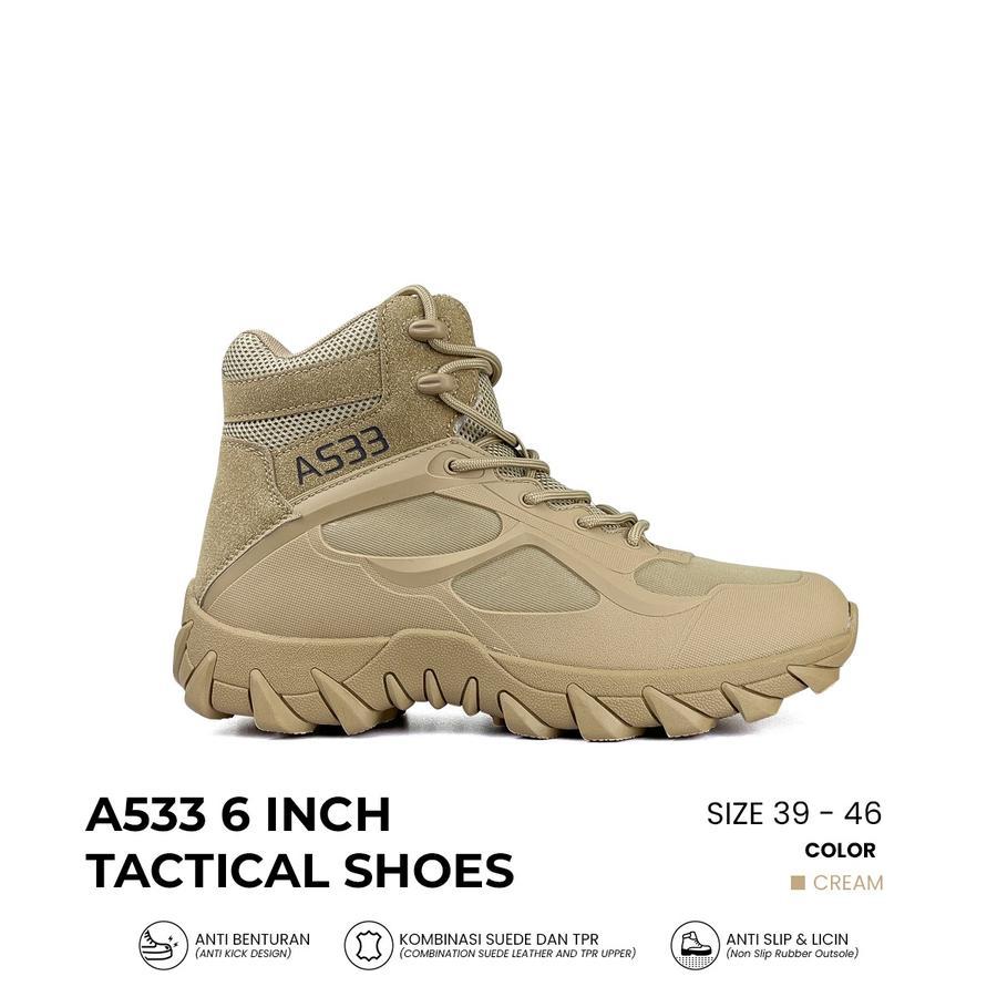 Tactical A533 INCH Sepatu Tactical Mid Boots Tinggi 6 Inci Bahan Kanvas dan Cordura untuk Pria Sepat