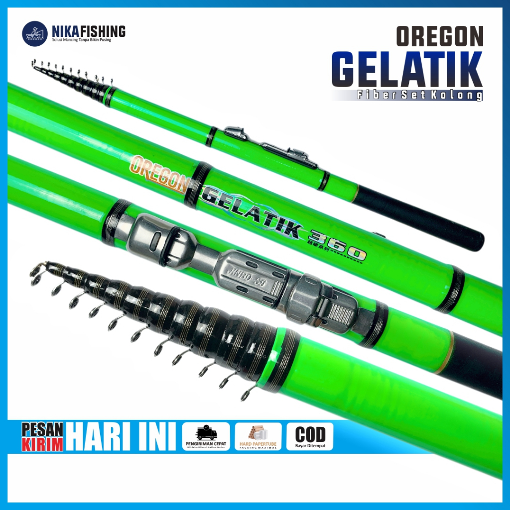Joran Tegek Set Kolong Oregon Gelatik Fiber  180-450 Ruas Pendek Tongkat Pancing