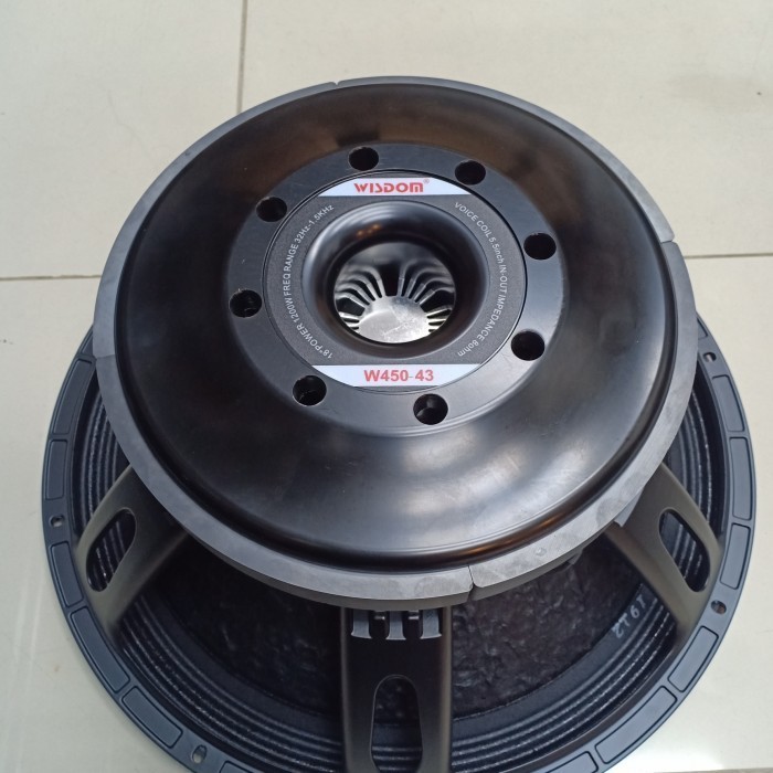 (PETI KAYU) Speaker Subwofer Wisdom 18" inchi W450 43 / W450-43 - voice coil 5,5 inchi