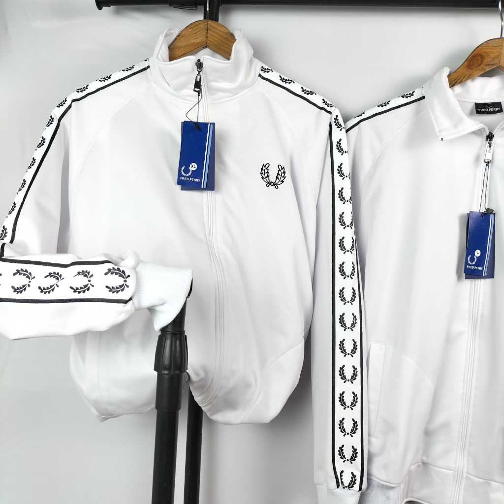 jacket running pria dewasa basic outdor putih premium _ tracktop jacket original fred perry _ jacket