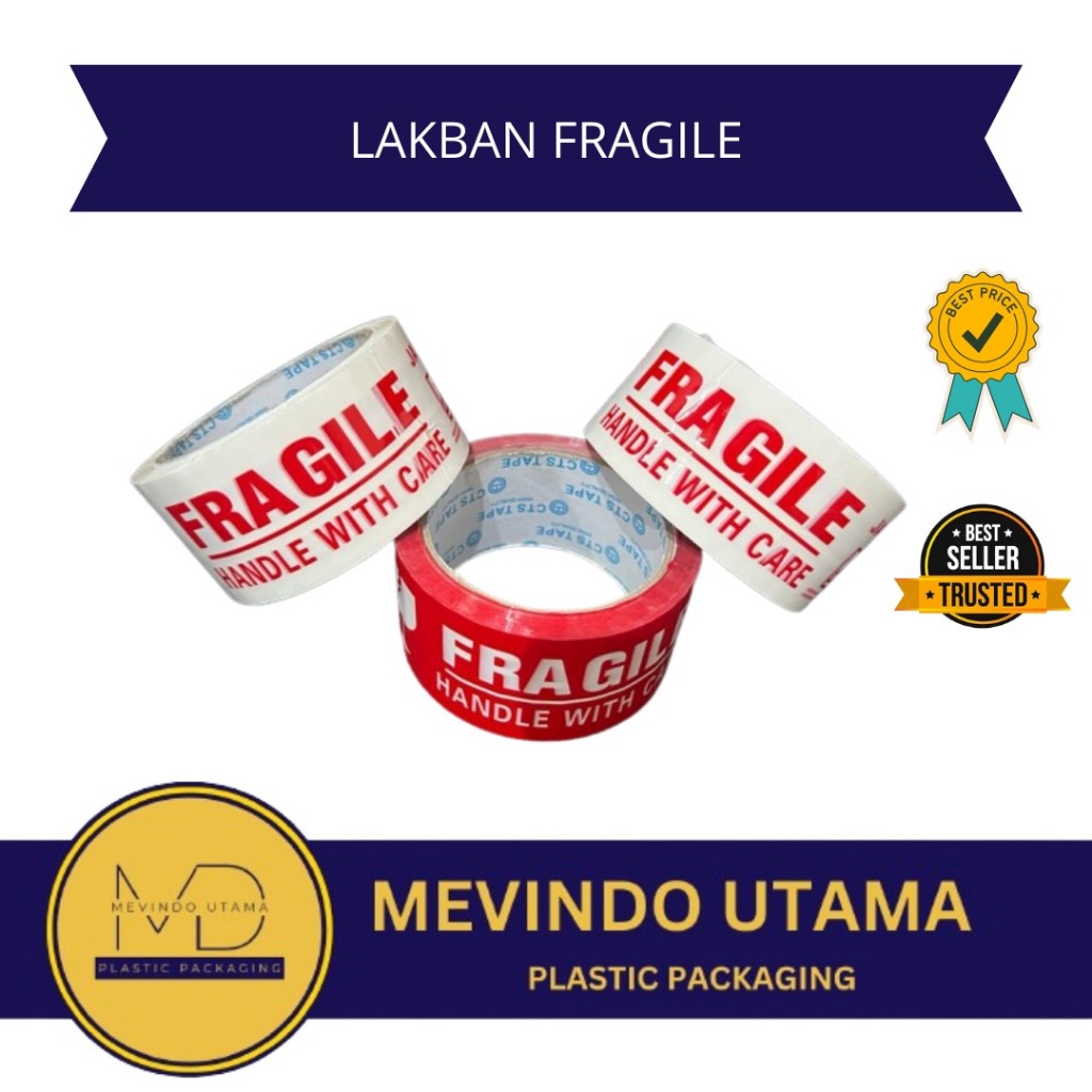 

CTS TAPE FRAGILE - 1slop (6pcs) SELOTIP LAKBAN BESAR FRAGILE UKURAN 48 MM X 50 YARD X 48 MICR0N - WARNA MERAH / PUTIH..................................................