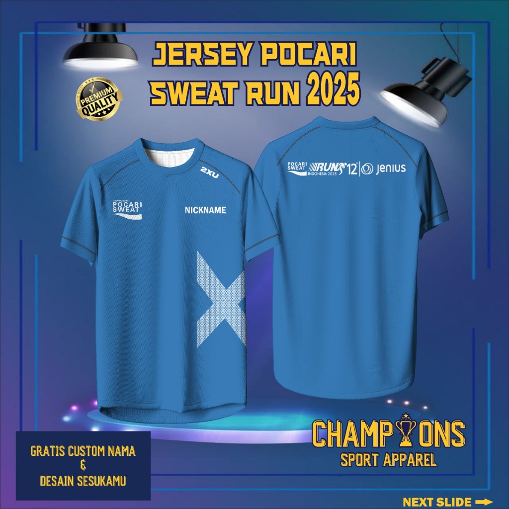 Baju Jersey POCARI SWEAT RUN 2XU 2025 - Gratis Custom Nama & desain , Berbahan DRYFIT FULL PRINTING