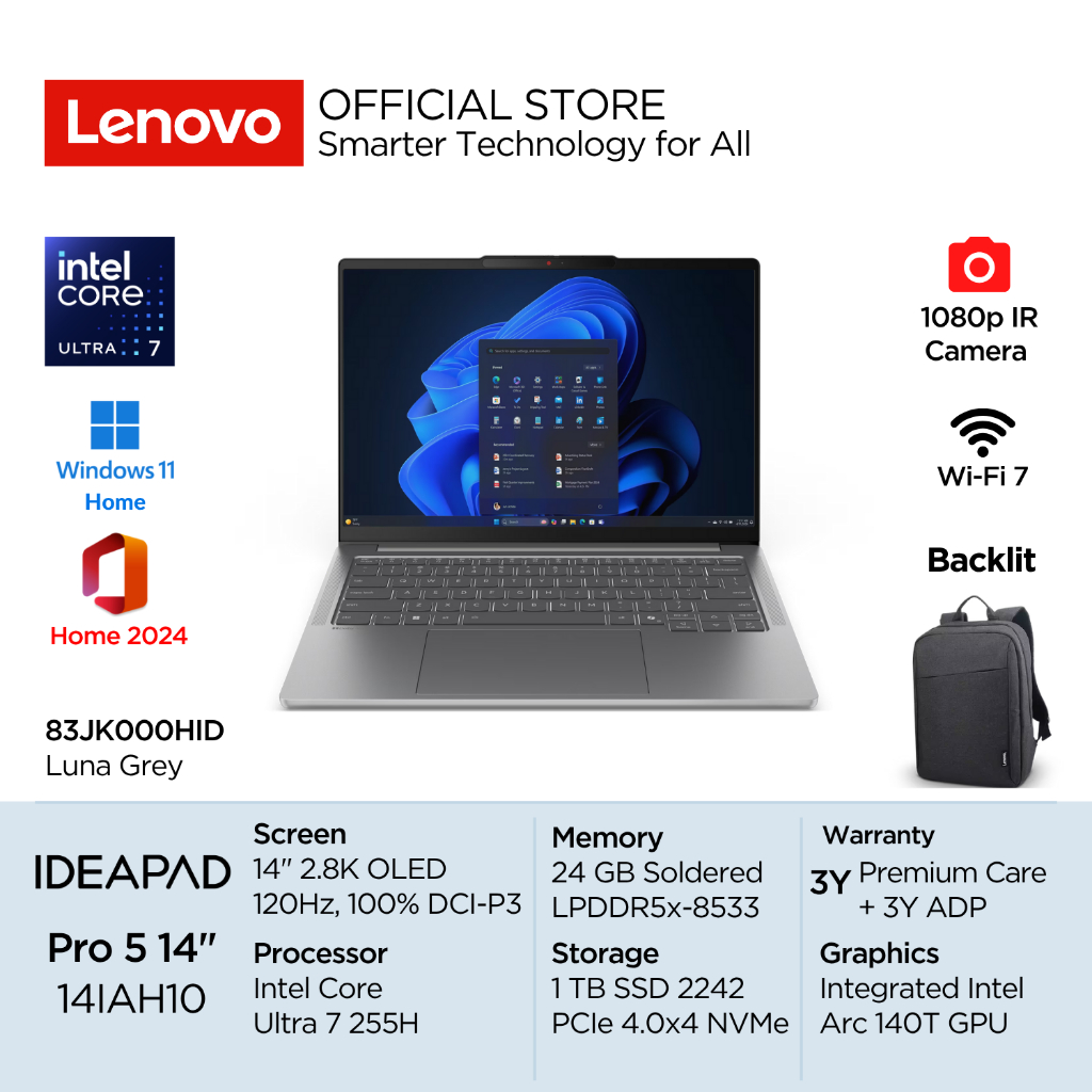 Lenovo IdeaPad Pro 5i 14IAH10 0HID Intel Core Ultra 7 255H 24GB 1TB SSD 14" 2.8K OLED 500nits 120Hz 
