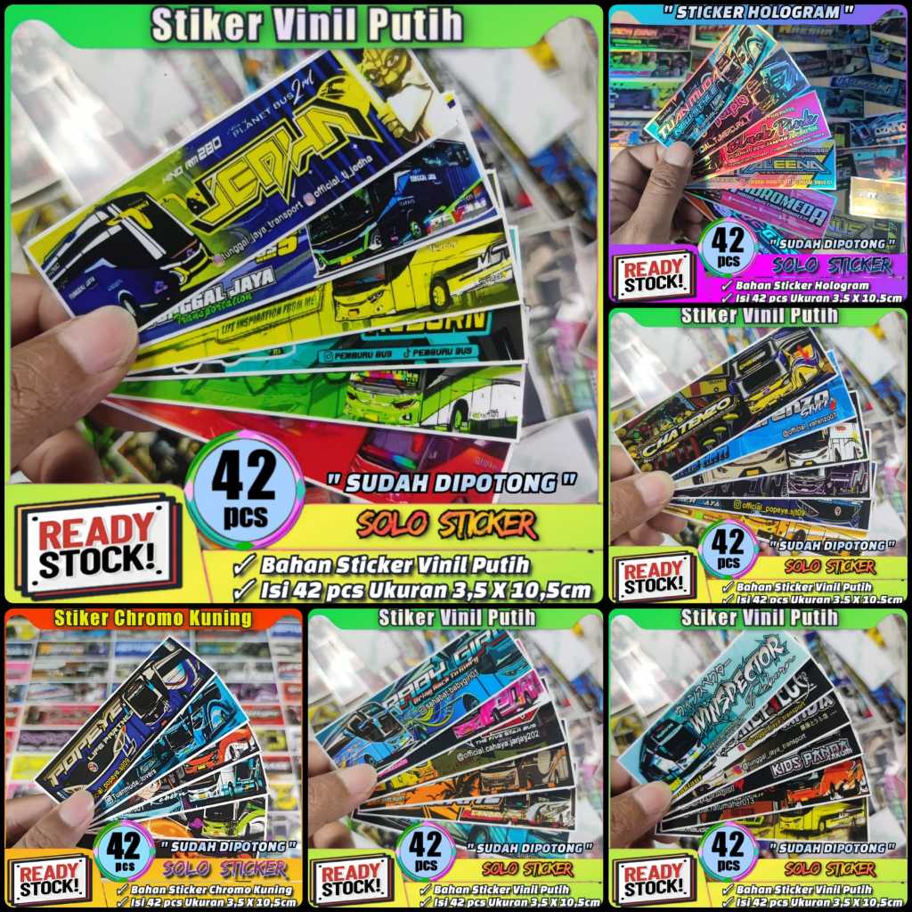 

Stiker Bus Panjang Bahan Vinyl Putih Sticker Bis Isi 42pc SUDAH DIPOTONG
