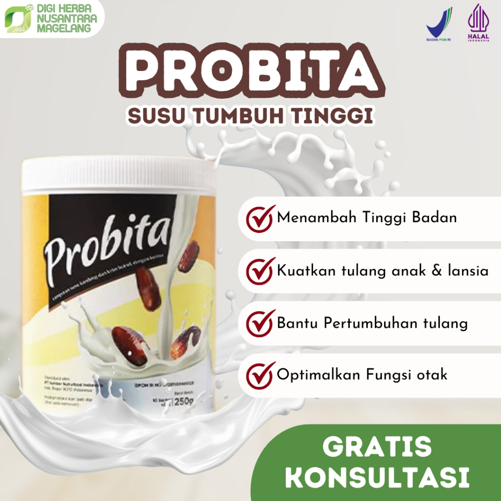 

[BPOM RESMI] PROBITA - Susu Kambing Kurma Ajwa | Penambah Tinggi Badan Anak & Remaja | 250gr