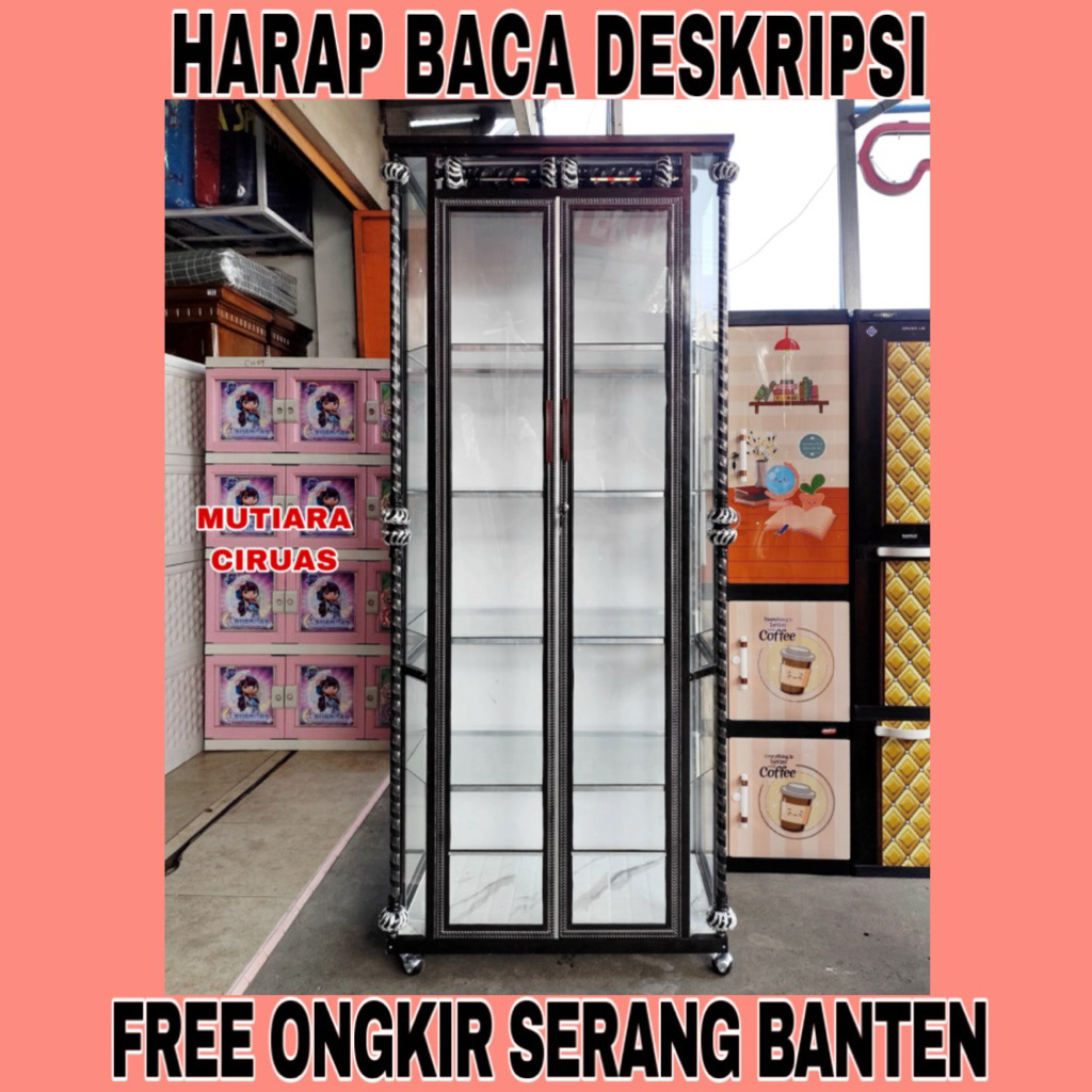Lemari Hias 2 Pintu / Lemari Piala / Lemari Pajangan Kaca (FREE ONGKIR SERANG BANTEN)