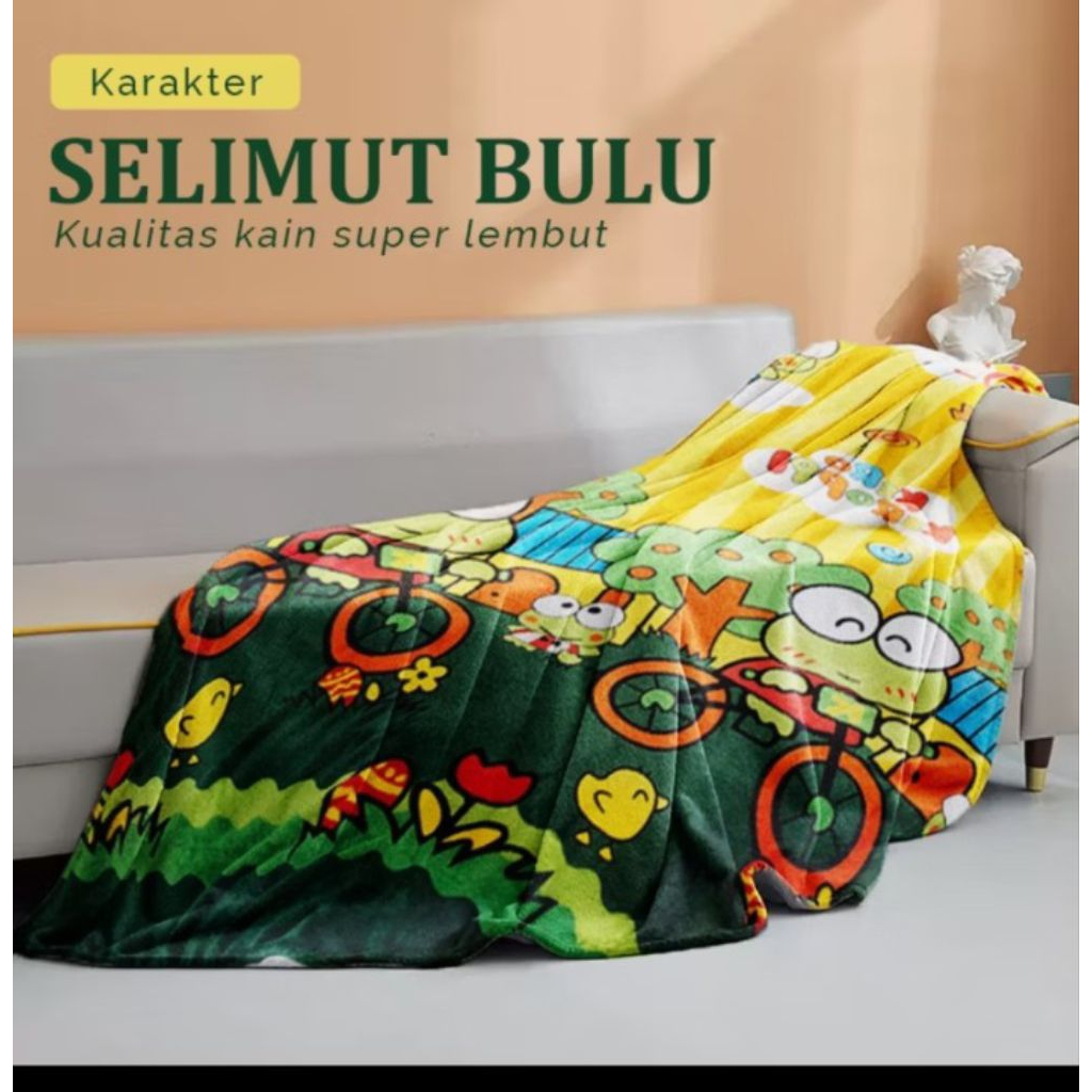 Selimut Bulu Dewasa Ukuran 180 x 120 cm Selimut Anak Macam Karakter / Selimut Bulu Halus Murah Lembu