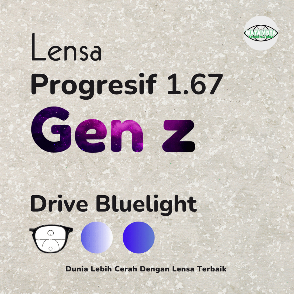 Lensa kacamata progresif Gen z Drive Bluelight UV 420 indeks 1.67 PALING TIPIS