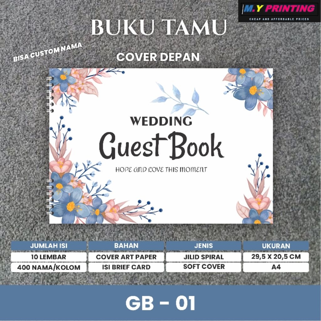 

Buku Tamu Pernikahan Jilid Spiral Guest Book, Bisa Custom Nama dan Tanggal