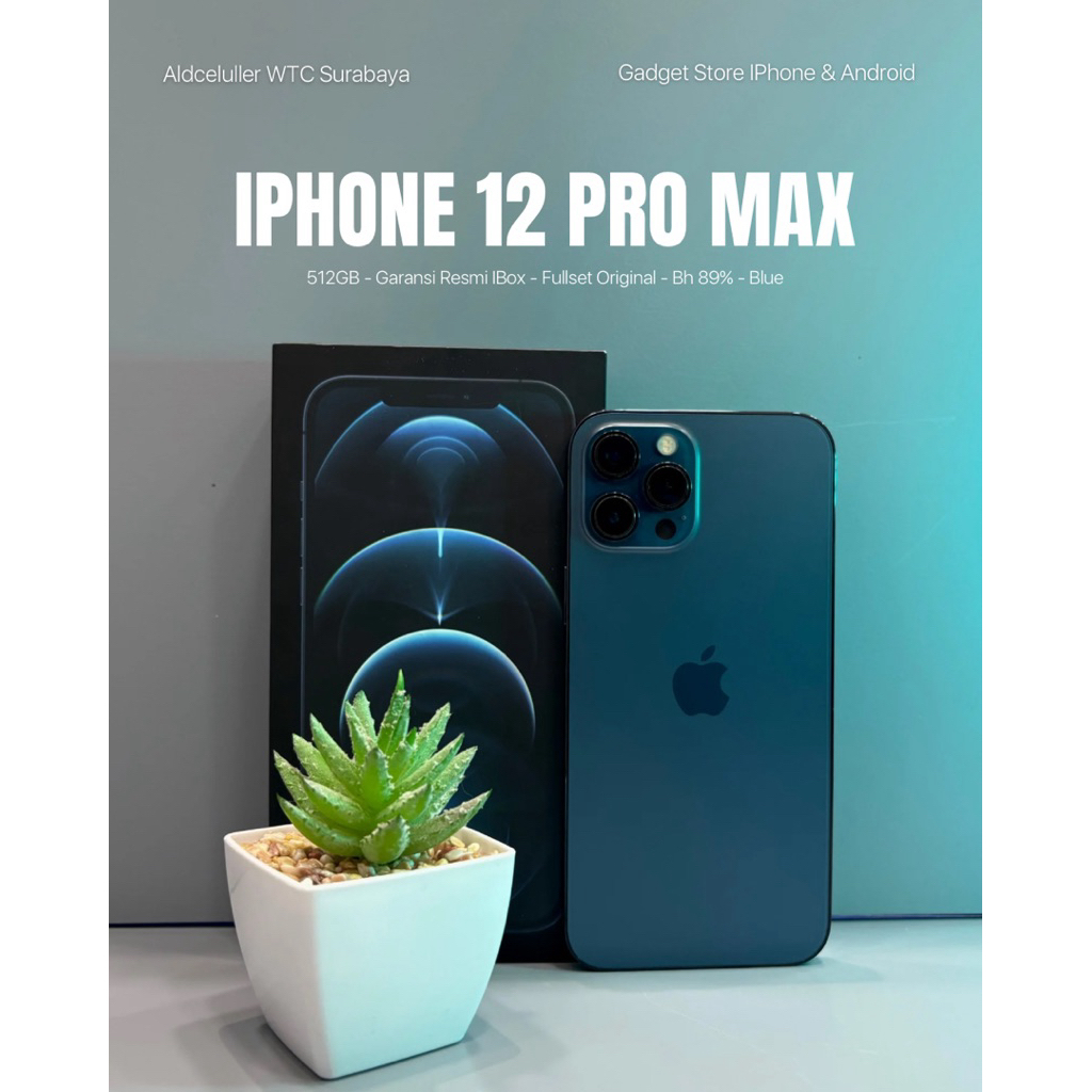iphone 12 pro max 512bg blue garansi resmi second