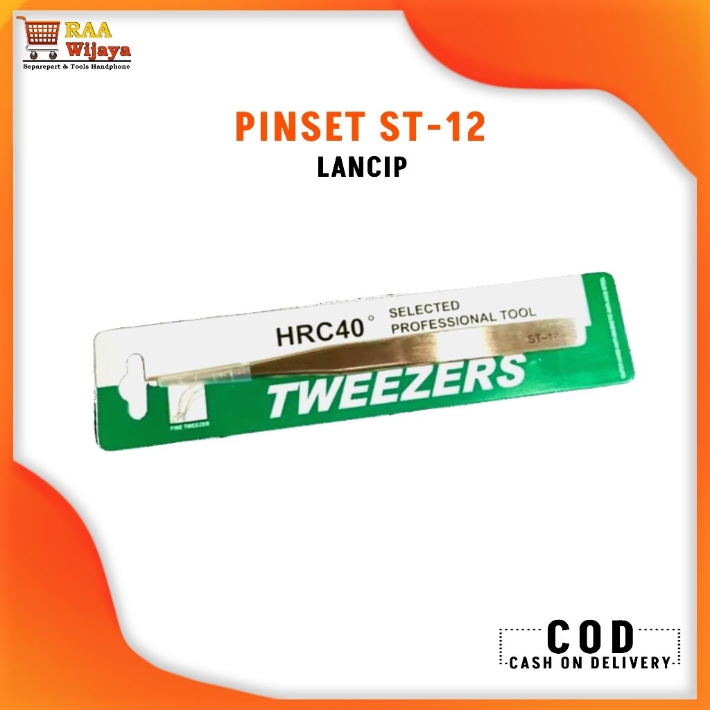 Pinset ST-12 Model Lancip / Pinset Cabut Sarang Walet HRC40 Tweezers
