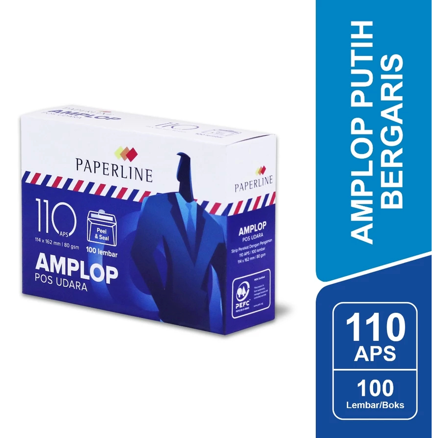 

Paperline Amplop Putih Airmail 110 APS Bergaris Merah Biru - PPL EV 110 APS [PER 1 PAK]