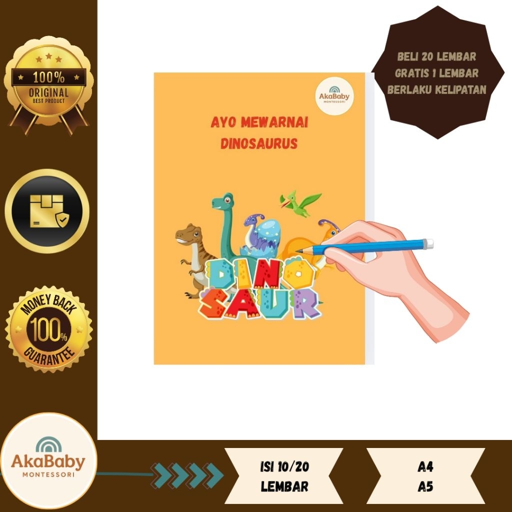 

KERTAS MEWARNAI / COLORING / KERTAS GAMBAR / DINOSAURUS / KERTAS MEWARNAI ANAK PAUD TK SD / A4 - A5