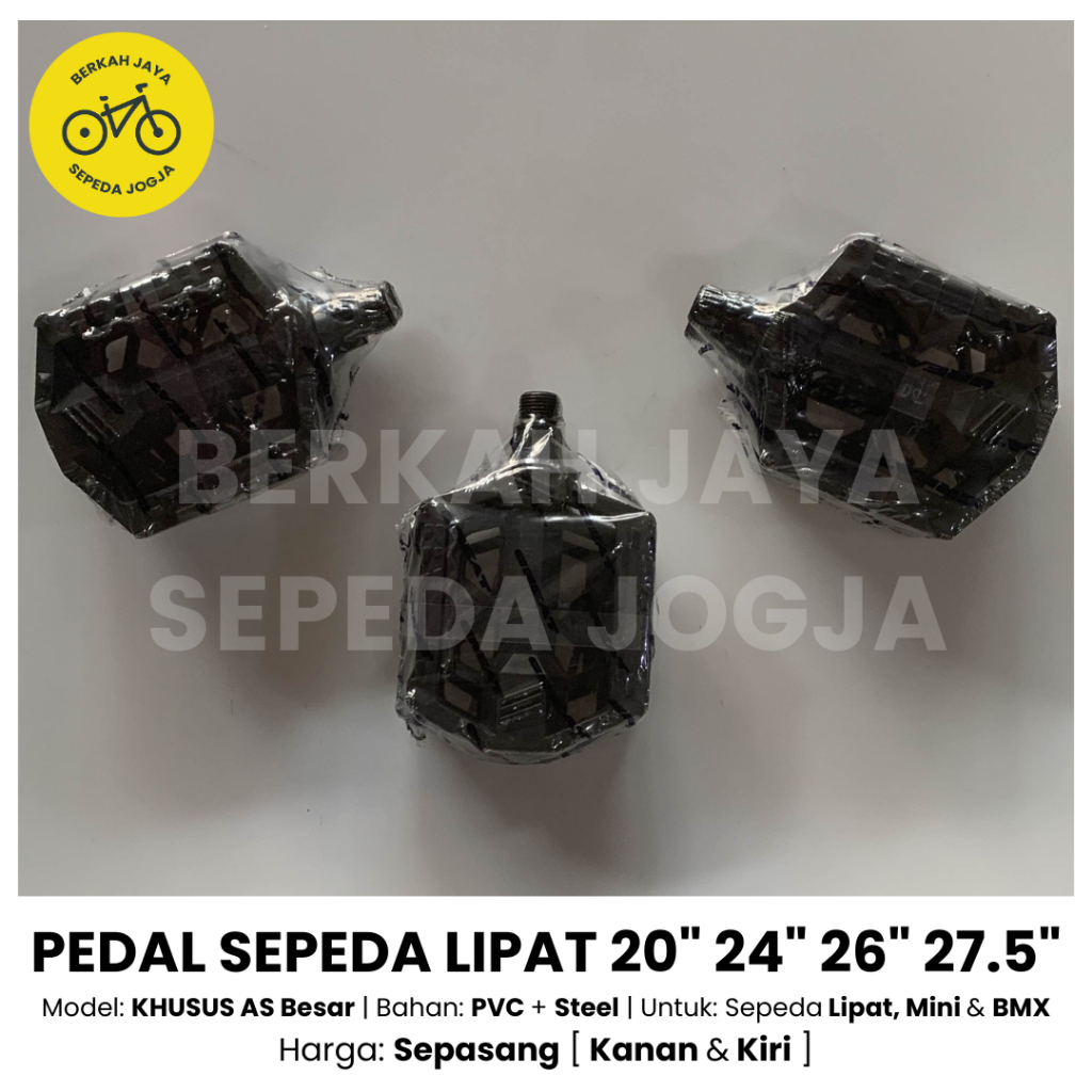 Pedal Sepeda Lipat Mini BMX CTB MTB Fixie 20 24 26 27,5 Inch As Besar Warna Hitam PCV