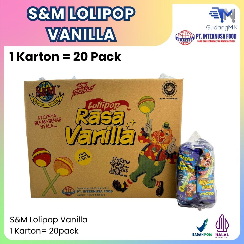 

Permen S&M Glow Vanila Lolipop. 1 Karton (20 pack)