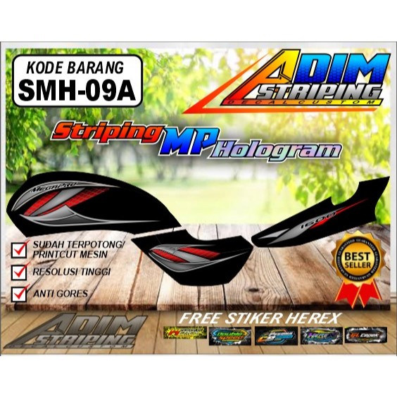 decal striping variasi Honda Megapro hiu  Hologram MP hiu 09