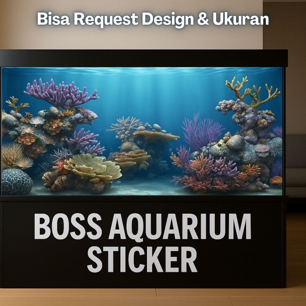 Boss Sticker Aquarium Batu Laut Alam Laut Pemandangan Laut