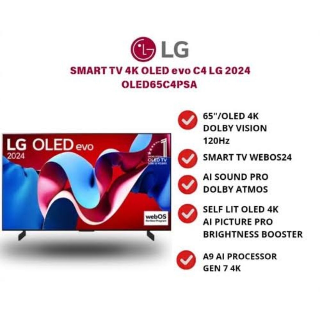 LG OLED65C4PSA OLED 65 Inch UHD 4K OLED65C4 65C4 Smart TV New
