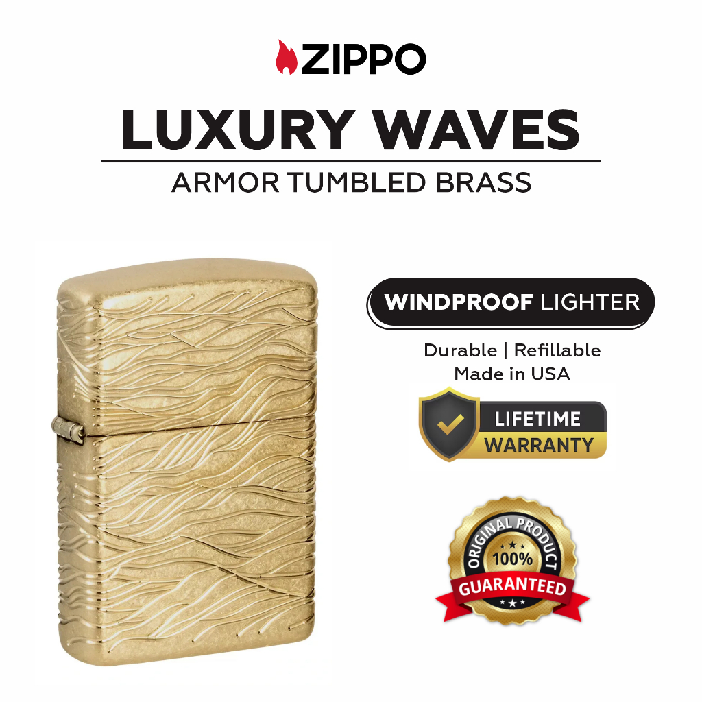 Zippo 46273, Luxury Waves Design Armor Tumbled Brass
