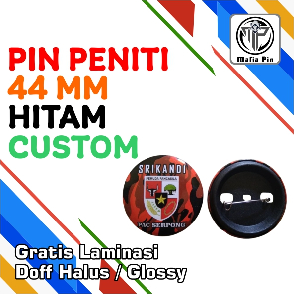 Promo Grosir Cetak Pin Peniti 44 mm PLASTIK HITAM Custom Murah