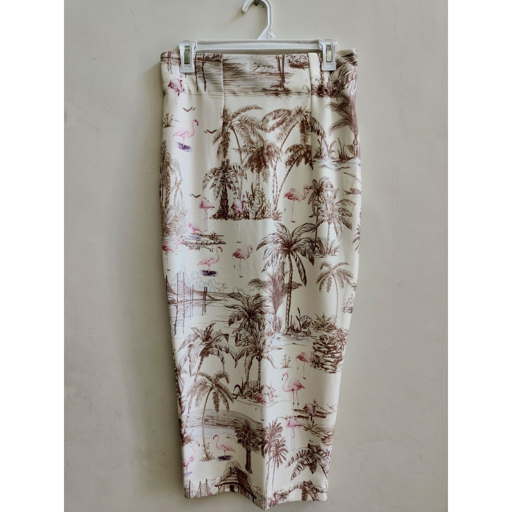 VONE X MMEHUILLET SKIRT VINTAGE FLAMINGO BEACH / MIDI SKIRT / ROK PANJANG MOTIF PANTAI CREM