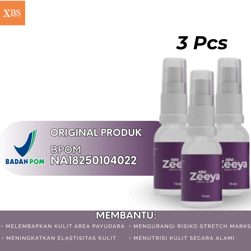 Paket 3 Pcs XBS Cream Zeeya Breast Oil Serum Payudara Membantu Membesarkan dan Mengencangkan BPOM Or