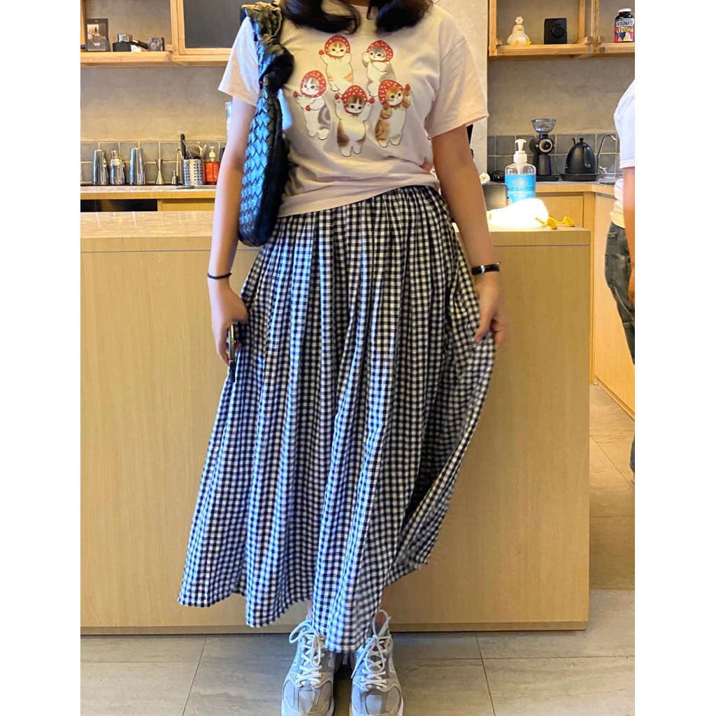 Lara Gingham Long Skirt - Rok Maxi Gingham Kotak Kotak-Summer Skirt