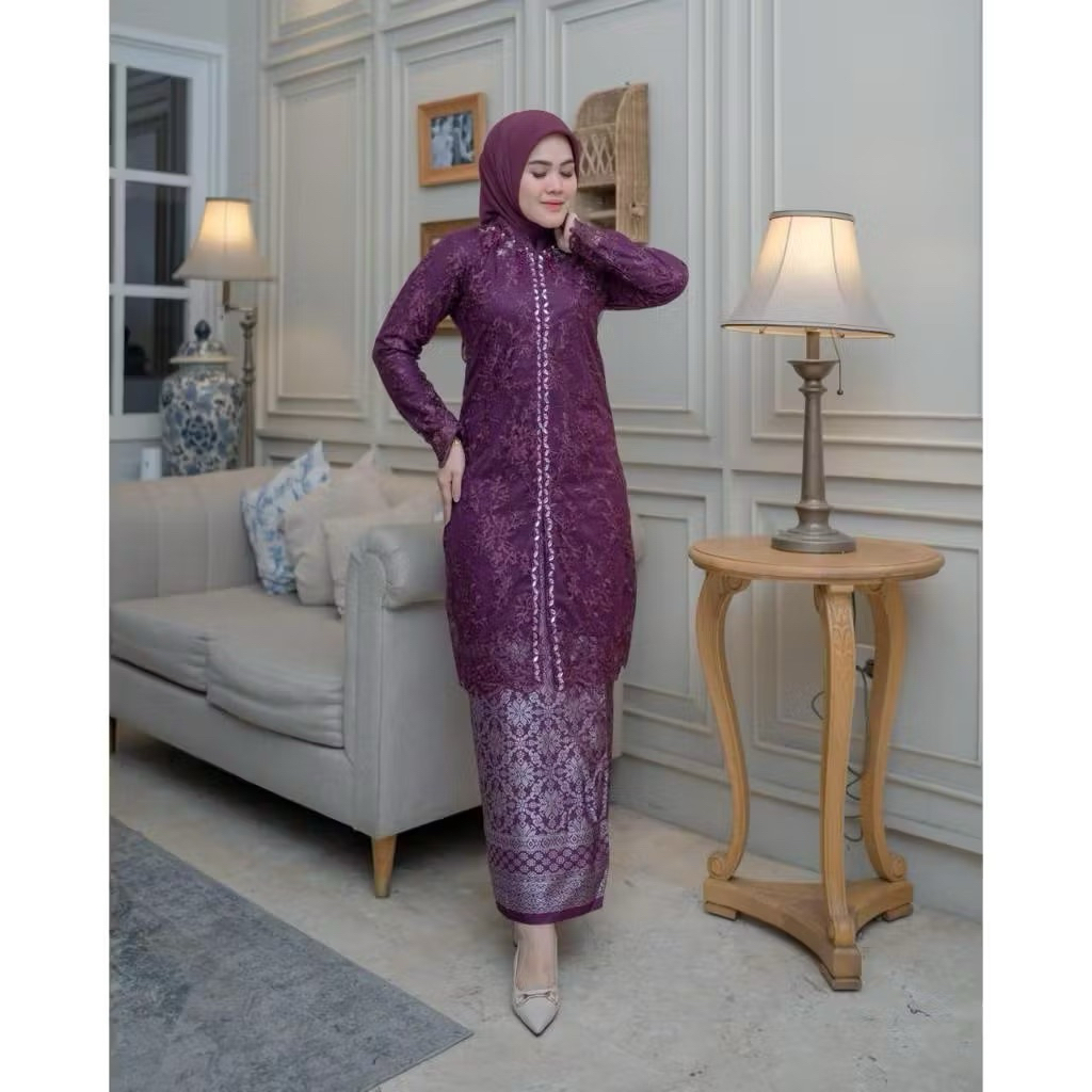 kebaya Fatmawati tille payet Tunik kombinasi payet mutiara