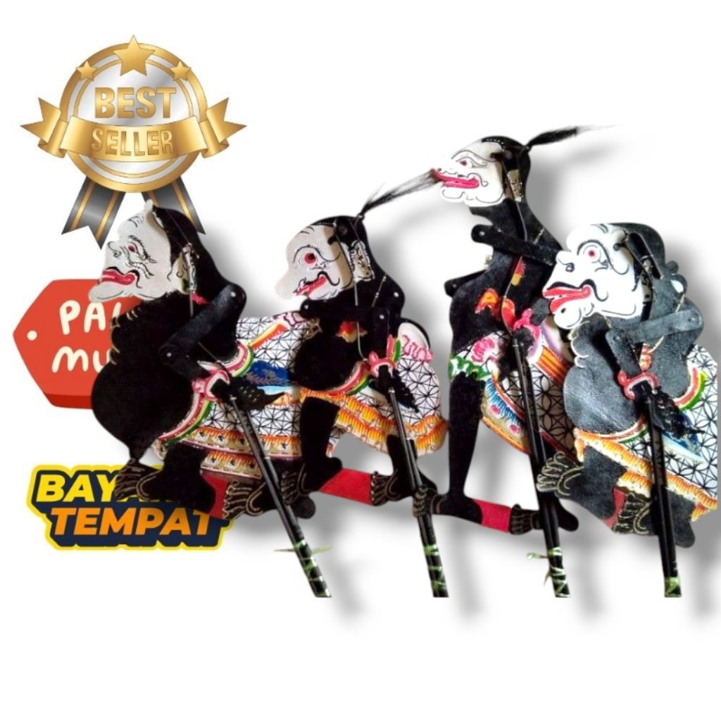 WAYANG KULIT PUNOKAWAN HITAM KOMPLIT SEMAR GARENG PETRUK BAGONG UKURAN STANDAR DALANG