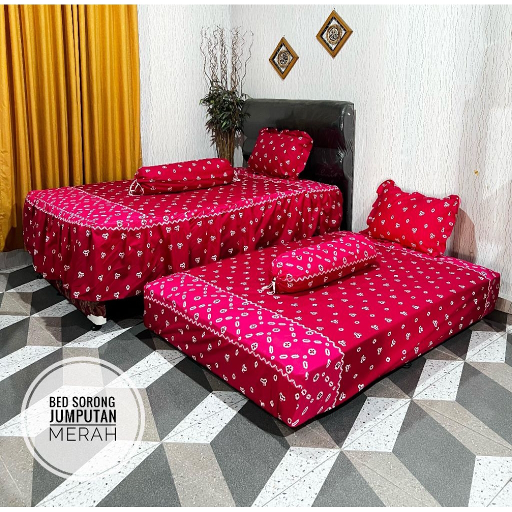 Sprei Bed Sorong Rumbai  Motif Batik / Jumputan
