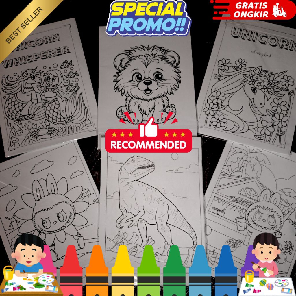 

50 LEMBAR KERTAS AKTIFITAS MEWARNAI ANAK TK DAN SD UKURAN A5