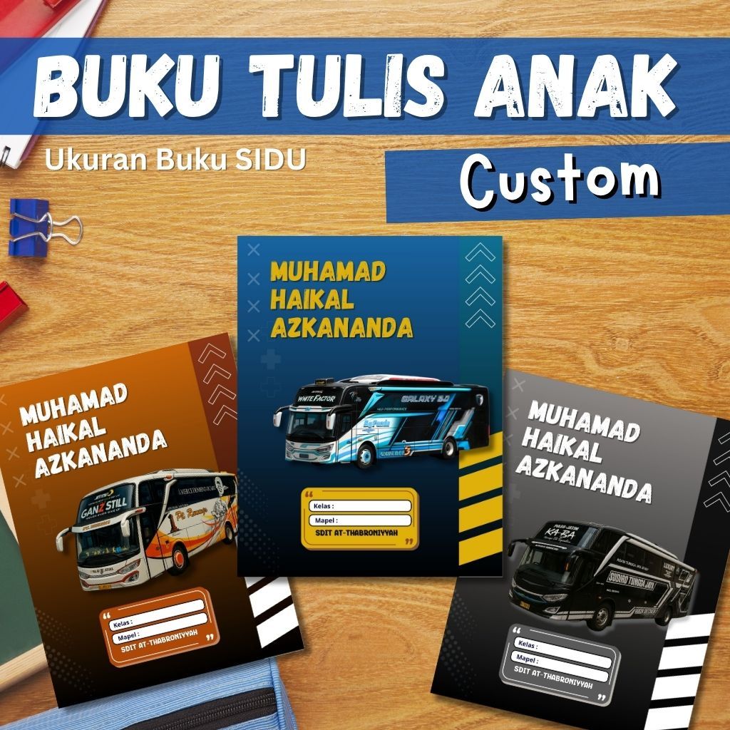 

Buku Tulis Anak Custom Tema Bus Basuri