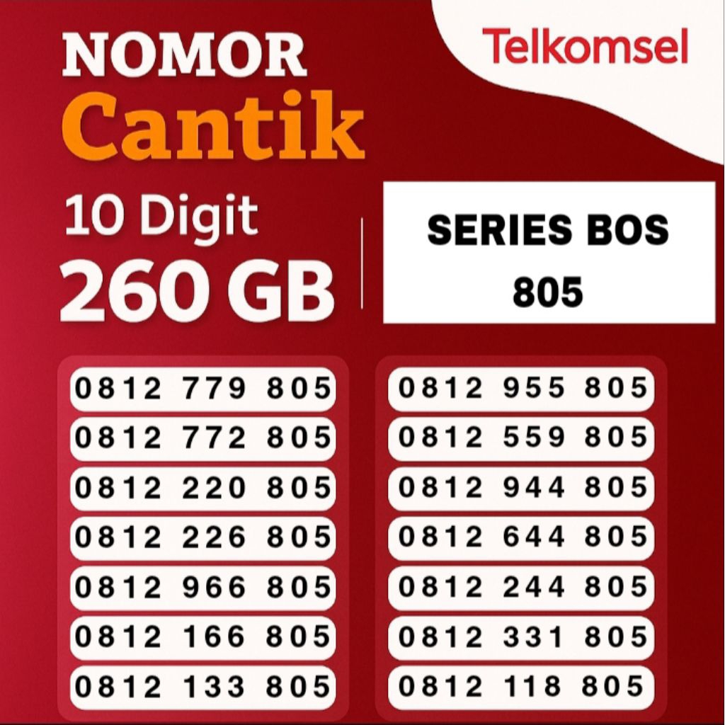 NOMOR CANTIK TELKOMSEL 10 DIGIT FREE KUOTA SELAMA 1 TAHUN MASA AKTIF 3 TAHUN SERI BOS 805