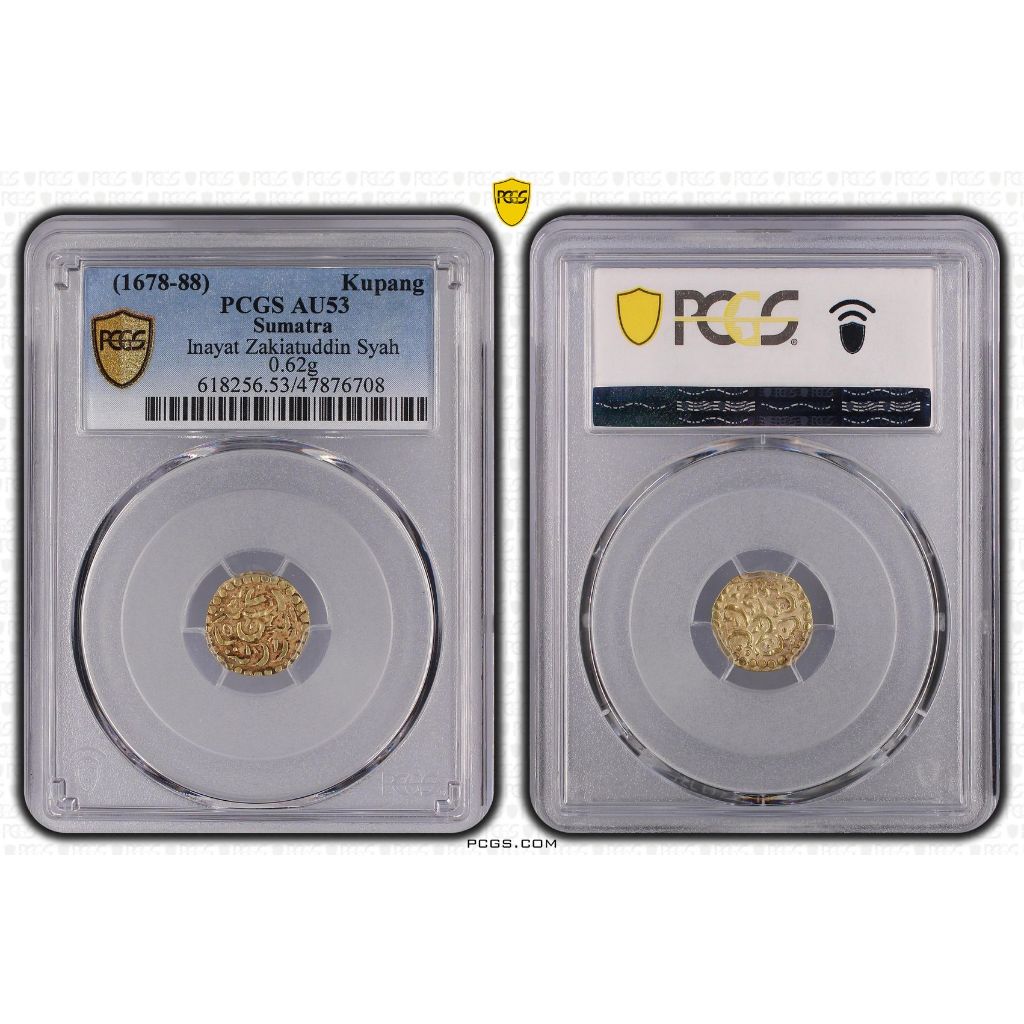 Koin Emas Dirham Aceh 1 Kupang Inayat Zakiatuddin Syah PCGS AU53