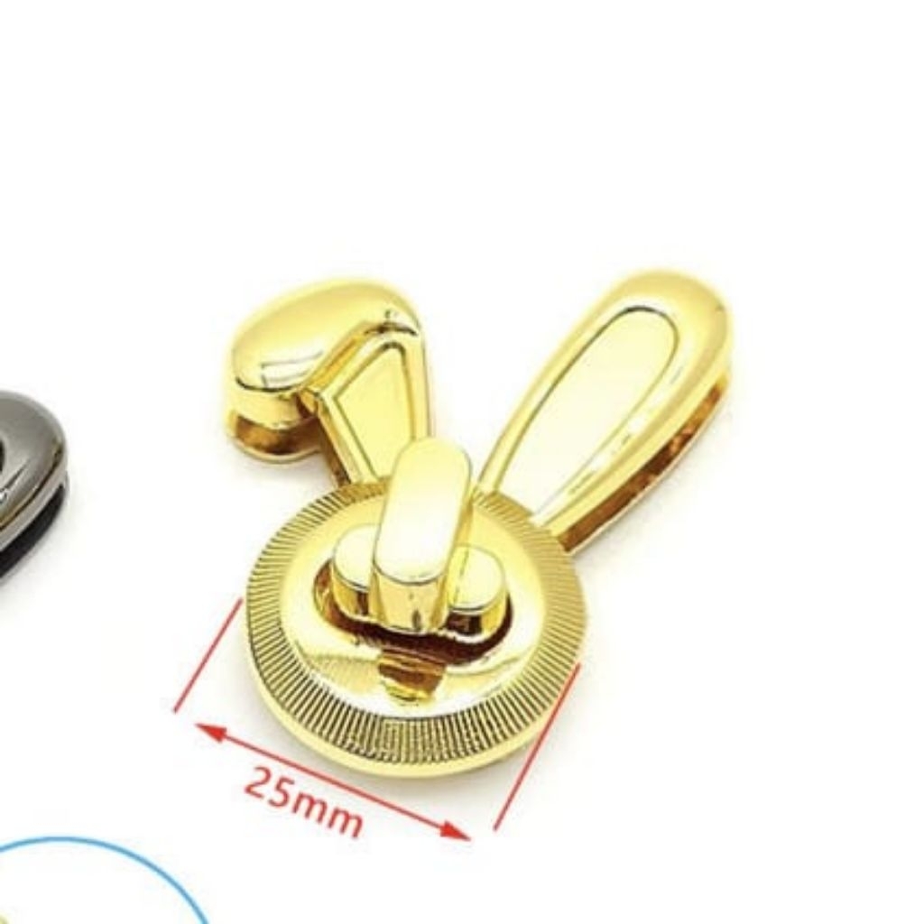 Aksesoris tas kunci putar kelinci  untuk pengunci tas/dompet rajut