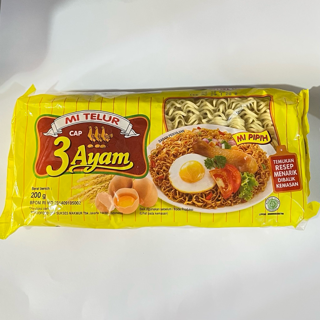 

Mi Pipih 200g | Mi Telur Cap 3 Ayam | Fresh Buah Amanah
