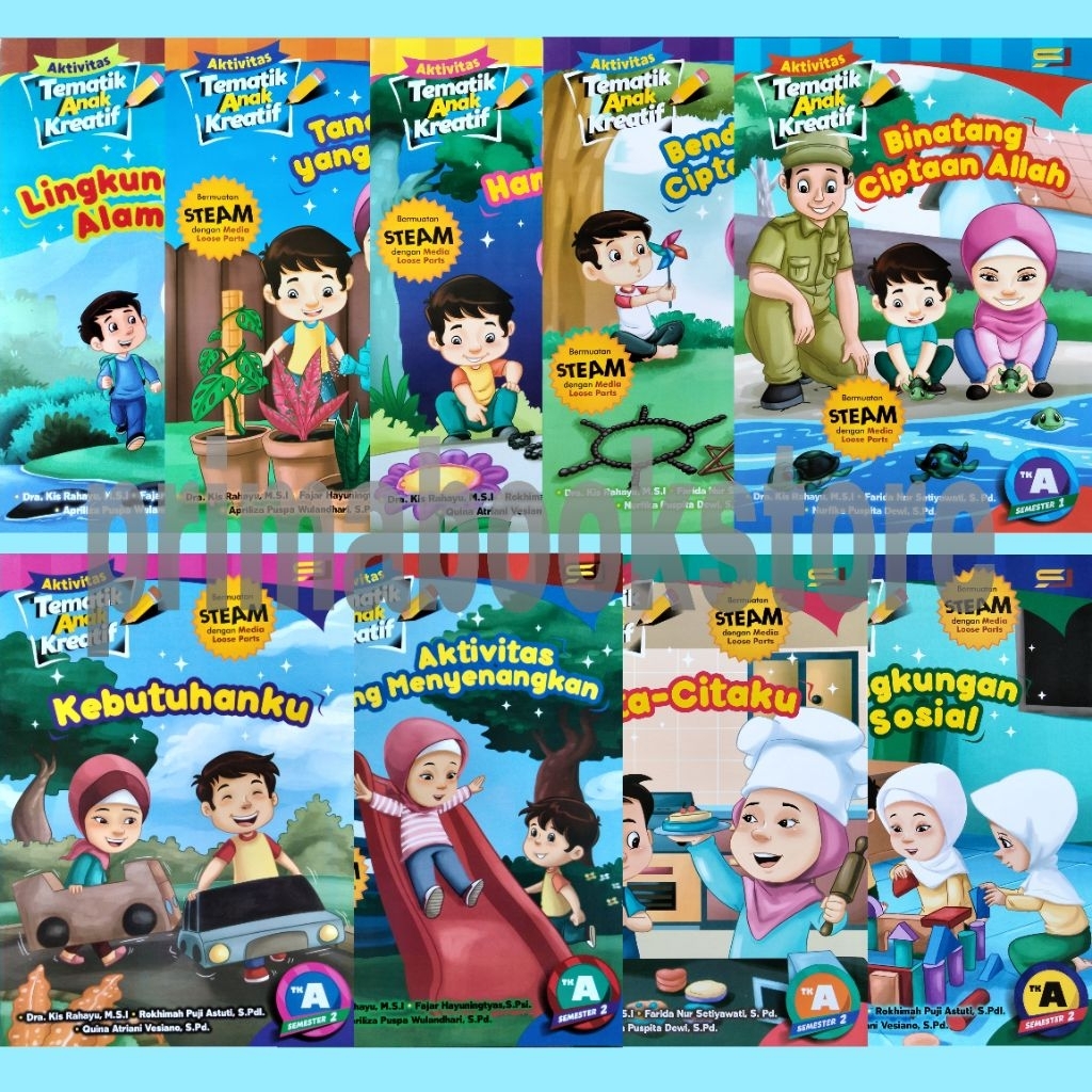 Paket 9 Buku Buku Anak Aktivitas Tematik Anak Kreatif TK A Semester 1 dan 2