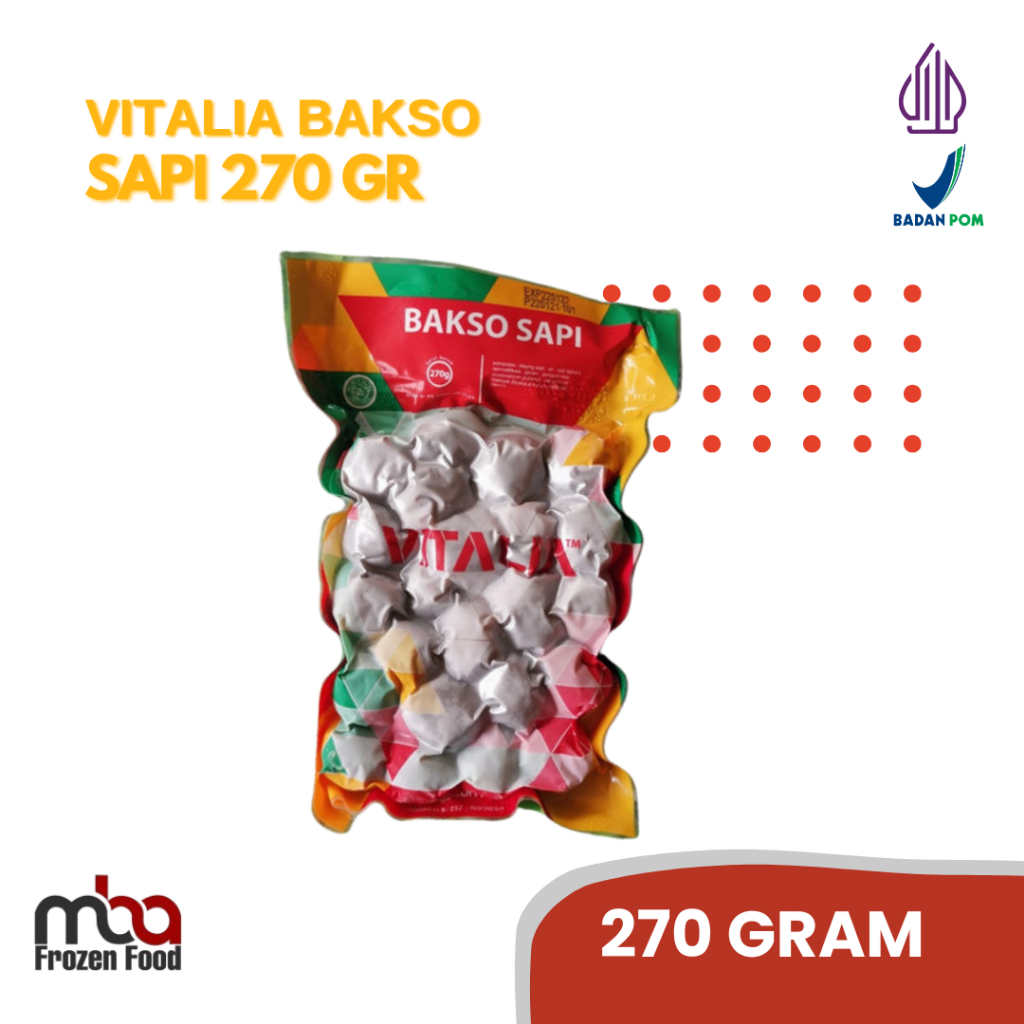 

Bakso / Baso Sapi Vitalia 270gr by Bernardi /Bakso /Baksosapi /Pentol /Dagingsapi /Daging /Baso /Frozenfood /Sapi /Meatball