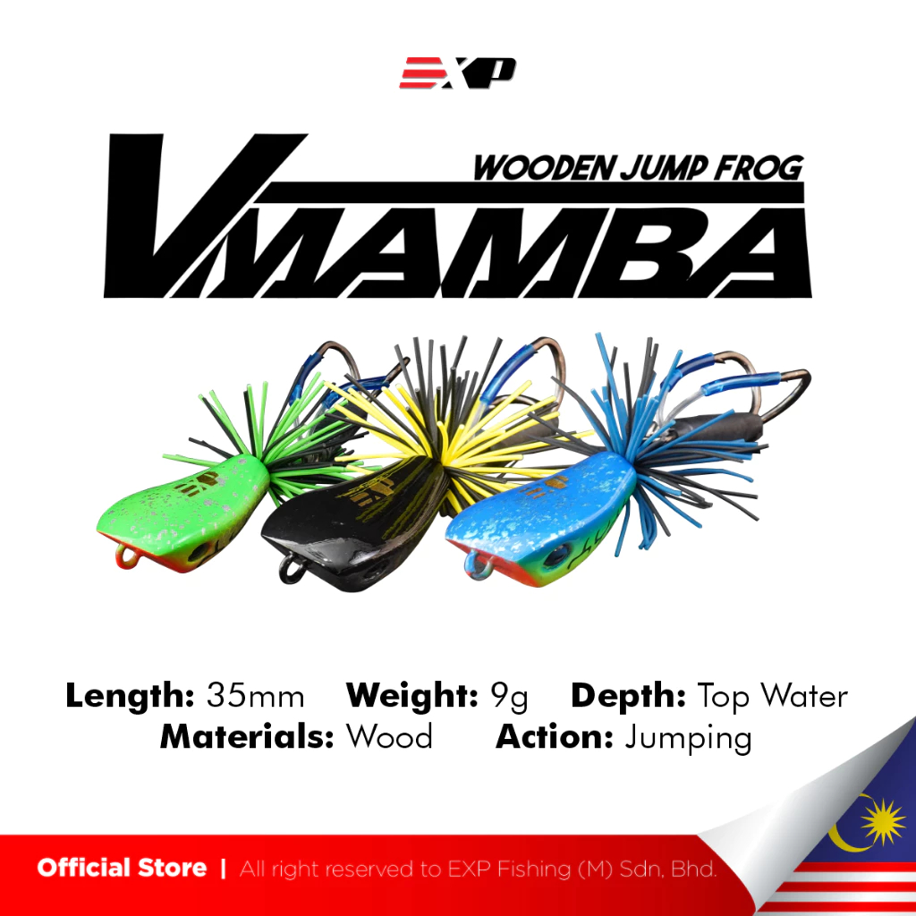 EXP V-MAMBA Jump Frog Wooden Frog Lure soft frog umpan pancing umpan casting